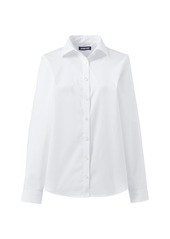 Lands' End Women's School Uniform No Gape Long Sleeve Stretch Shirt - Pearl white