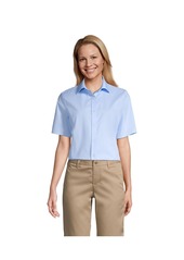 Lands' End Women's School Uniform No Gape Short Sleeve Stretch Shirt - Pearl white