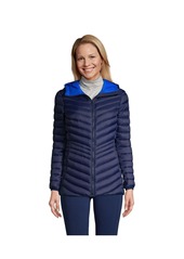 Lands' End Petite Ultralight Packable Long Down Jacket - Deep sea navy