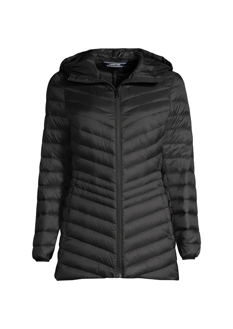 Lands' End Petite Ultralight Packable Long Down Jacket - Black