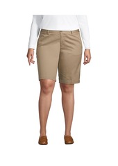 Lands' End Plus Size School Uniform Plain Front Blend Chino Shorts - Arctic gray