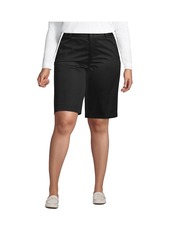 Lands' End Plus Size School Uniform Plain Front Blend Chino Shorts - Black