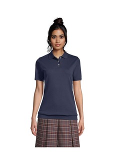 Lands' End Women's School Uniform Short Sleeve Banded Bottom Polo Shirt - Classic navy