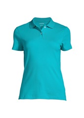 Lands' End Women's School Uniform Short Sleeve Feminine Fit Interlock Polo Shirt - Cobalt