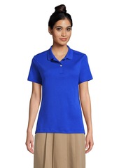 Lands' End Women's School Uniform Short Sleeve Feminine Fit Interlock Polo Shirt - Cobalt