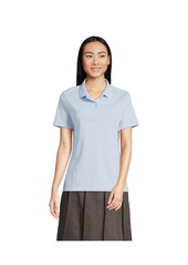 Lands' End Women's School Uniform Short Sleeve Feminine Fit Interlock Polo Shirt - Blue
