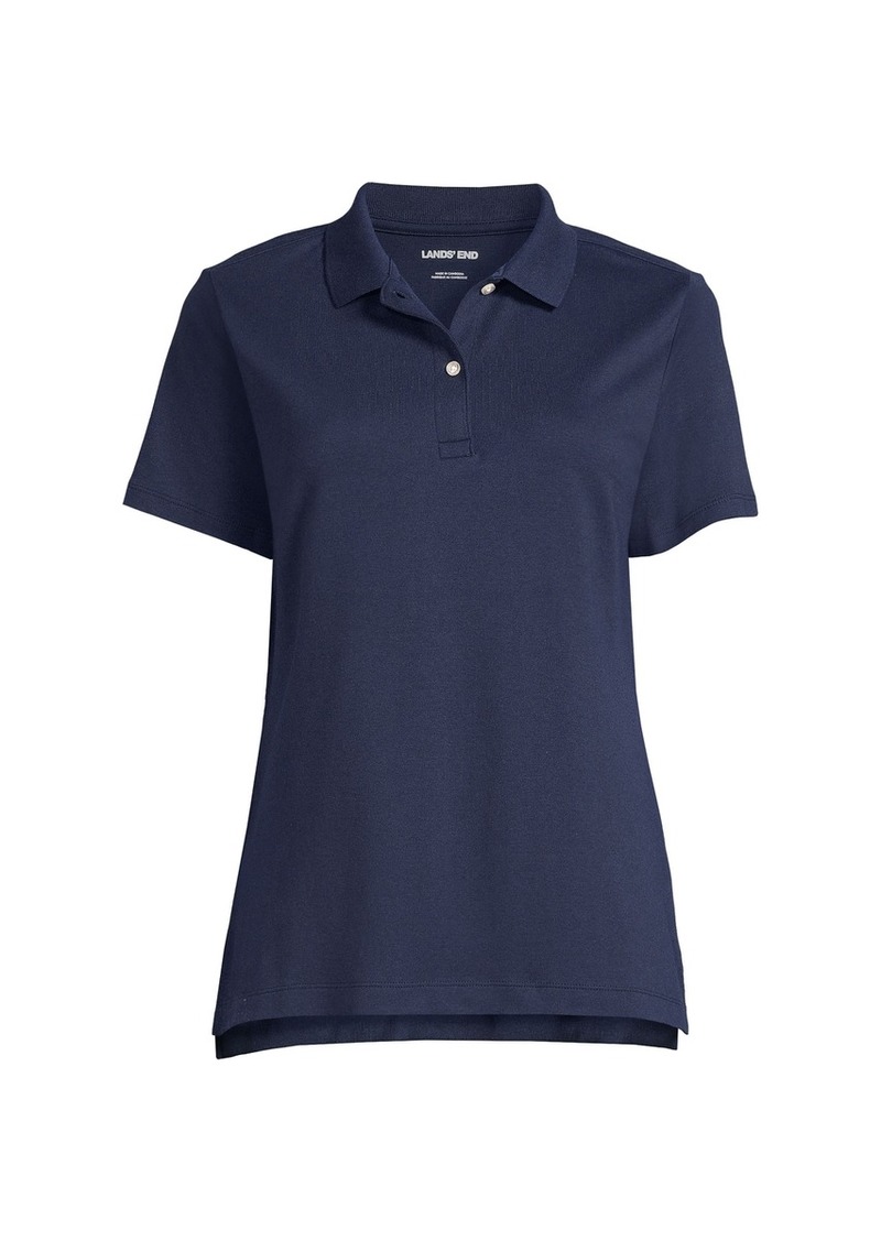 Lands' End Women's School Uniform Short Sleeve Feminine Fit Interlock Polo Shirt - Classic navy