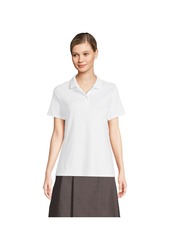 Lands' End Women's School Uniform Short Sleeve Feminine Fit Interlock Polo Shirt - White
