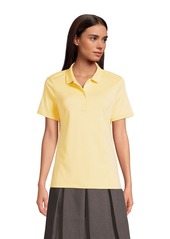 Lands' End Women's School Uniform Short Sleeve Feminine Fit Interlock Polo Shirt - Cobalt