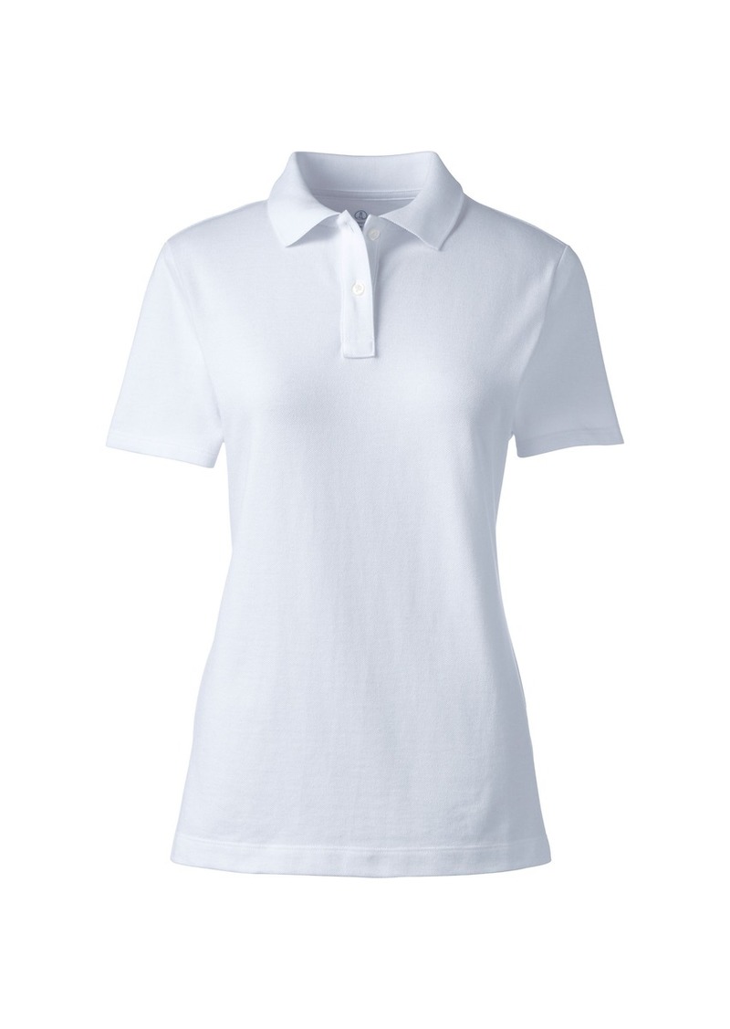 Lands' End Women's School Uniform Short Sleeve Feminine Fit Mesh Polo Shirt - White