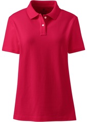 Lands' End Women's School Uniform Short Sleeve Feminine Fit Mesh Polo Shirt - Burgundy