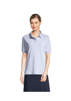Lands' End Women's School Uniform Short Sleeve Mesh Polo Shirt - Blue