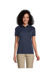 Lands' End Women's School Uniform Short Sleeve Poly Pique Polo Shirt - Classic navy