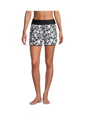 "Lands' End Women's 3"" Quick Dry Elastic Waist Board Shorts Swim Cover-up Shorts with Panty - Black havana floral"