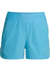 "Lands' End Women's 3"" Quick Dry Elastic Waist Board Shorts Swim Cover-up Shorts with Panty - Electric blue multi/swirl"