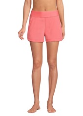 "Lands' End Women's 3"" Quick Dry Elastic Waist Board Shorts Swim Cover-up Shorts with Panty - Electric blue"