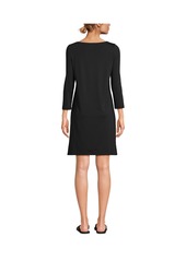 Lands' End Women's 3/4 Sleeve Boatneck Swim Cover-up Dress - Black