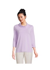 Lands' End Women's 3/4 Sleeve Light Weight Jersey Cowl Neck Top - Lavender cloud