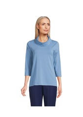 Lands' End Women's 3/4 Sleeve Light Weight Jersey Cowl Neck Top - Golden candle light