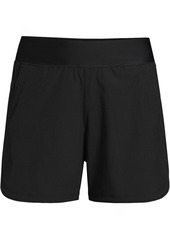 "Lands' End Women's 5"" Quick Dry Elastic Waist Board Shorts Swim Cover-up Shorts with Panty - Black"