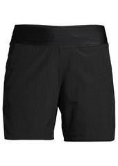 "Lands' End Women's 5"" Quick Dry Elastic Waist Board Shorts Swim Cover-up Shorts with Panty - Deep sea navy"