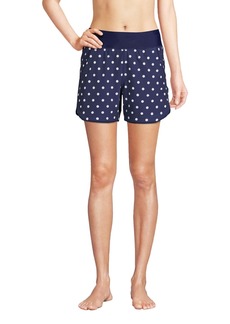 "Lands' End Women's 5"" Quick Dry Swim Shorts with Panty - Deep sea polka dot"
