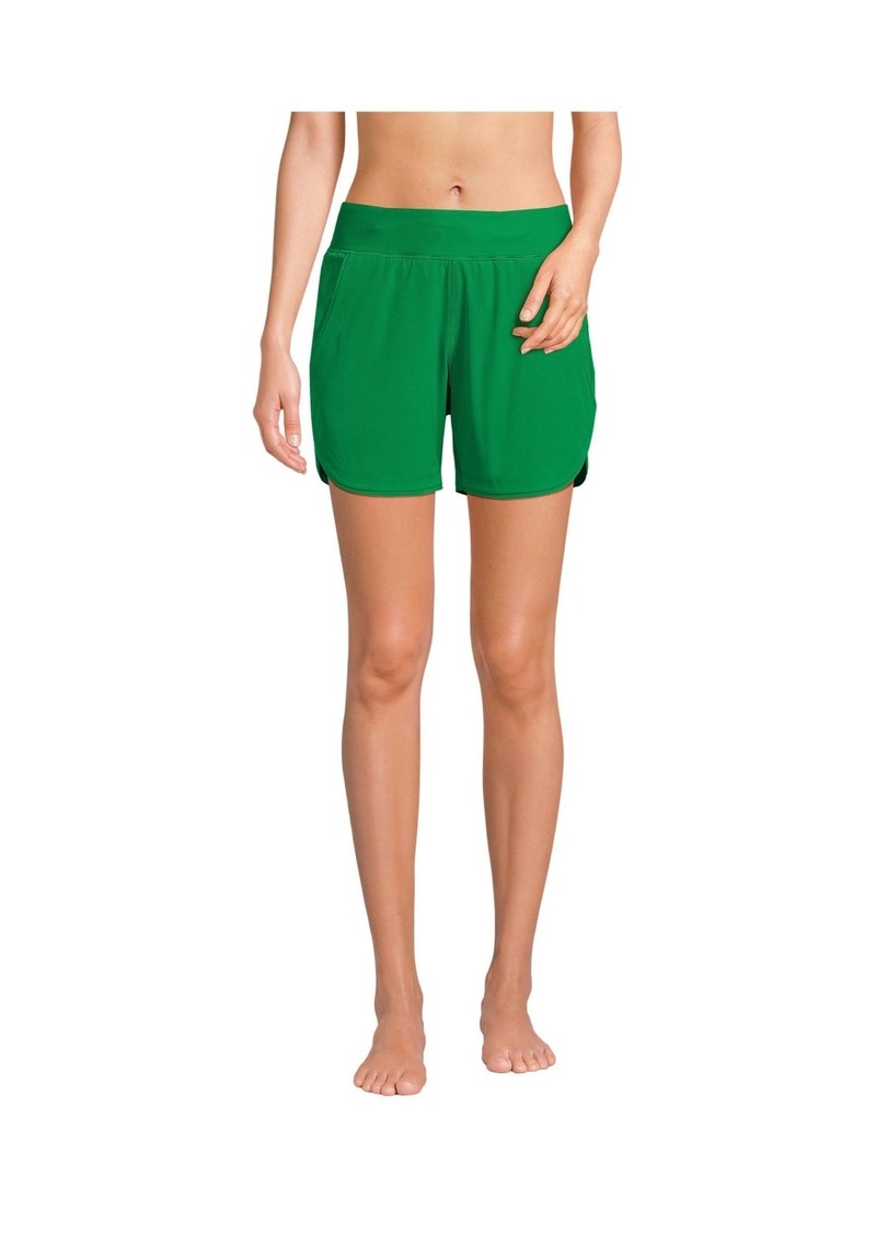 "Lands' End Women's 5"" Quick Dry Swim Shorts with Panty - Fresh grass"