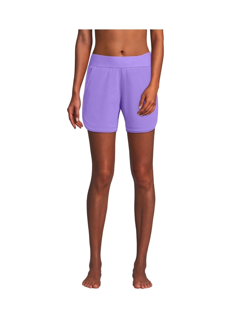 "Lands' End Women's 5"" Quick Dry Swim Shorts with Panty - Lavender fusion"