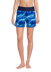 "Lands' End Women's 5"" Quick Dry Swim Shorts with Panty - Electric blue multi/swirl"