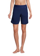 "Lands' End Women's 9"" Quick Dry Modest Board Shorts Swim Cover-up Shorts - Deep sea navy"