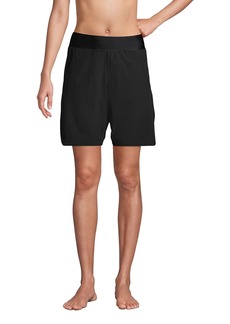"Lands' End Women's 9"" Quick Dry Modest Board Shorts Swim Cover-up Shorts - Black"