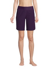 "Lands' End Women's 9"" Quick Dry Modest Swim Shorts with Panty - Black"