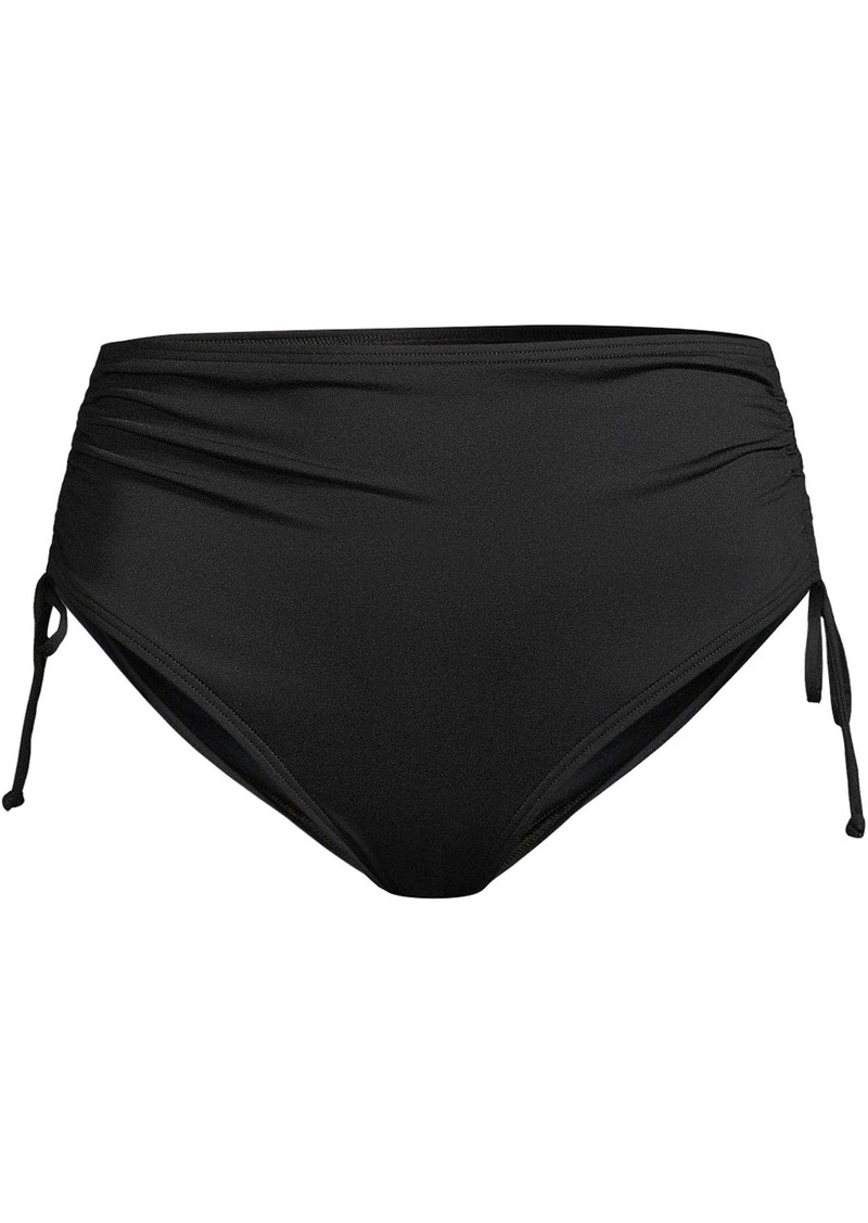 Lands' End Women's Adjustable High Waisted Bikini Swim Bottoms - Black