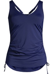 Lands' End Women's Adjustable V-neck Underwire Tankini Swimsuit Top Adjustable Straps - Deep sea navy