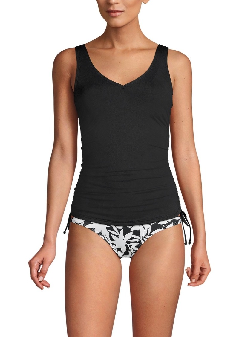 Lands' End Women's Adjustable V-neck Underwire Tankini Swimsuit Top Adjustable Straps - Black