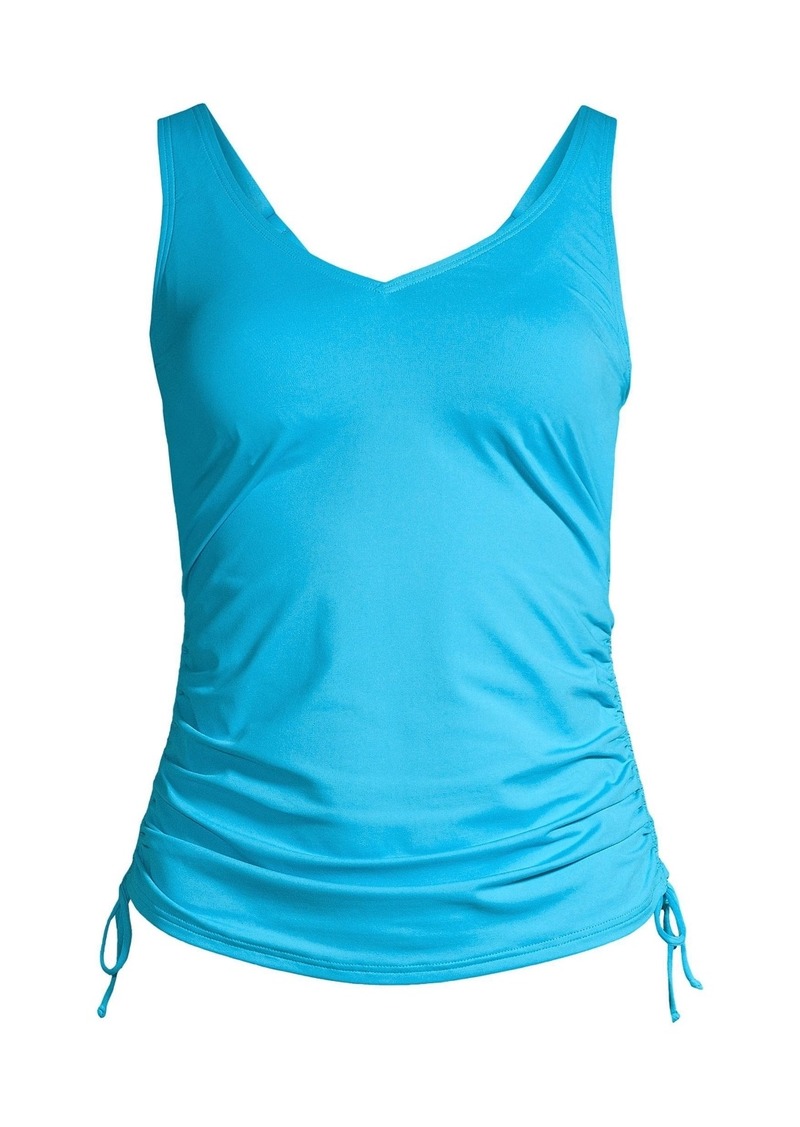 Lands' End Women's Adjustable V-neck Underwire Tankini Swimsuit Top Adjustable Straps - Turquoise