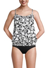 Lands' End Women's Chlorine Resistant Blouson Tankini Swimsuit Top - Electric blue multi/swirl