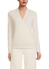 Lands' End Women's Cashmere Long Sleeve Wrap Sweater - Fresh ivory