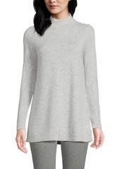 Lands' End Women's Cashmere Mock Neck Swing Tunic Sweater - Toast donegal