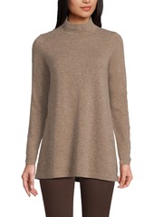 Lands' End Women's Cashmere Mock Neck Swing Tunic Sweater - Toast donegal