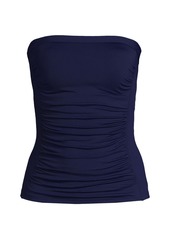 Lands' End Women's Chlorine Resistant Bandeau Tankini Swimsuit Top with Removable Adjustable Straps - Black