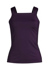 Lands' End Women's Cap Sleeve High Neck Tankini Swimsuit Top - Blackberry