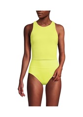 Lands' End Women's High Neck Racerback Midkini Swimsuit Top - Sunlight lime