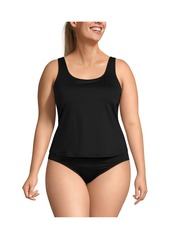 Lands' End Women's Chlorine Resistant One Piece Scoop Neck Fauxkini Swimsuit - Black