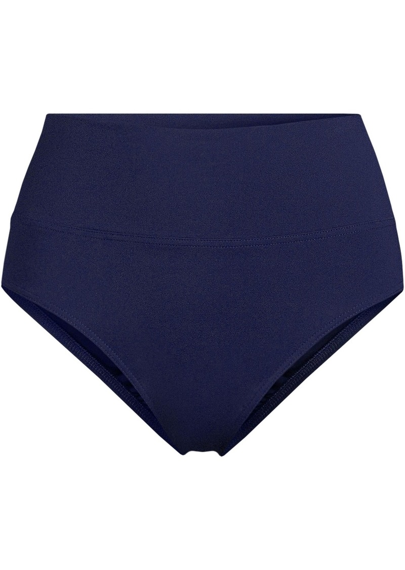 Lands' End Women's Pinchless High Waisted Bikini Bottoms - Deep sea navy