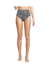 Lands' End Women's Chlorine Resistant Pinchless High Waisted Bikini Bottoms - Black/white abstract floral
