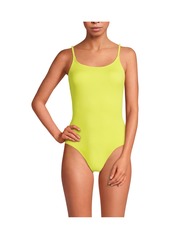 Lands' End Women's Scoop Neck High Leg Tugless Tank Thin Strap One Piece Swimsuit - Sunlight lime