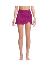 Lands' End Women's Chlorine Resistant Shine Twist Front Mini Swim Cover-up Skirt - Deep balsam shine