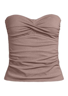 Lands' End Women's Chlorine Resistant Shine Wrap Bandeau Tankini Swimsuit Top with Removable Adjustable Straps - Bronze sand shine