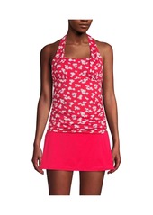 Lands' End Women's Chlorine Resistant Square Neck Halter Tankini Swimsuit Top - Strawberry tossed floral